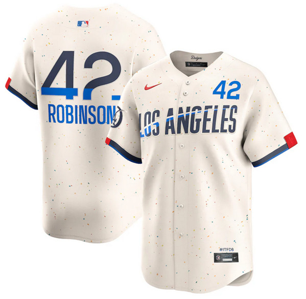 Brooklyn Dodgers #42 Jackie Robinson Cream 2024 City Connect Limited Stitched Jersey - Click Image to Close